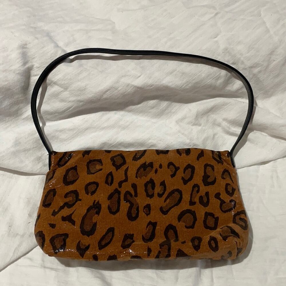 Frenchy of California rust animal print small shoulder handbag sheen worn once